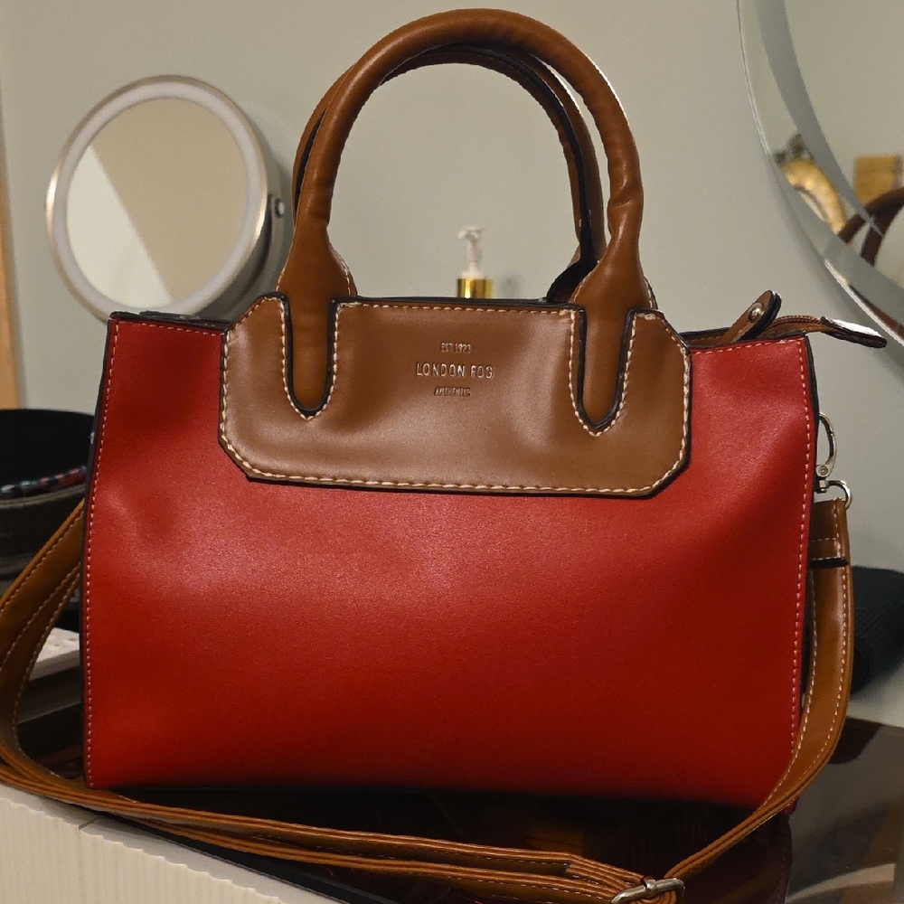 London Fog Red and Tan Satchel